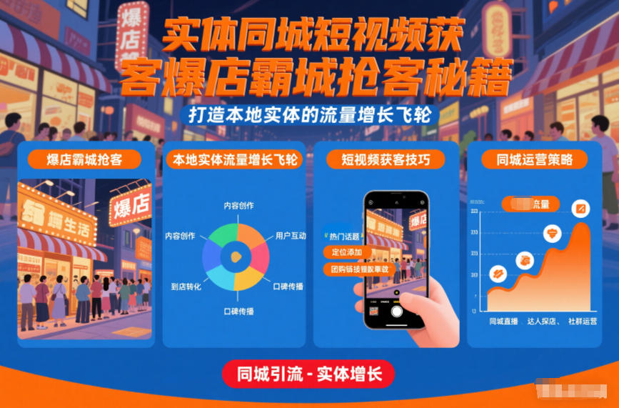 实体同城短视频获客爆店霸城抢客秘籍，打造本地实体的流量增长飞轮-路子网