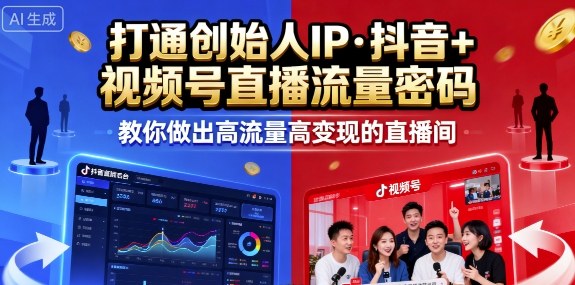 25年直播9-10两期线下课，打通创始人IP，抖音+视频号直播流量密码，教你做出高流量高变现的直播间-路子网