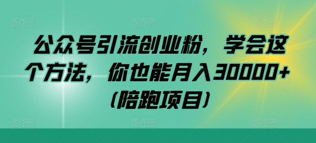 公众号引流创业粉，学会这个方法，你也能月入30000+ (陪跑项目)-路子网