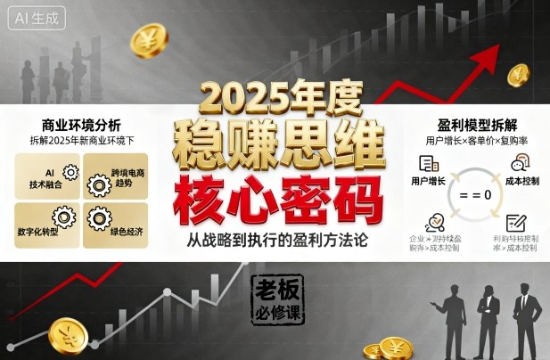 2025年度稳賺思维老板创业营，拆解2025年新商业环境下，企业实现持续盈利的核心密码-路子网