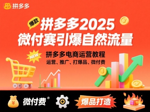 拼多多2025微付费引爆自然流量，拼多多电商运营教程，运营、推广、打爆品、微付费(更新)-路子网