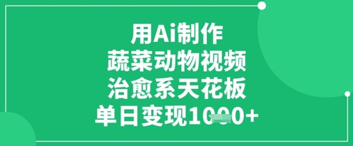 用Ai制作蔬菜动物视频，治愈系天花板，单日变现1k-路子网