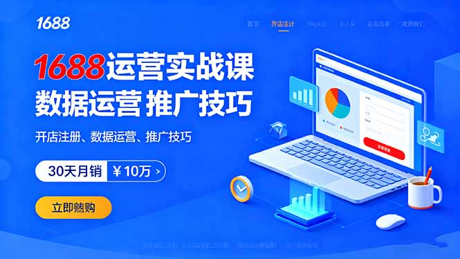 1688运营实战课：开店注册、数据运营、推广技巧，30天月销破10万+-路子网