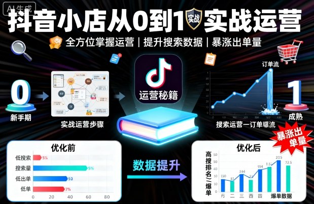 抖音小店从0到1实战运营，帮你全方位掌握小店运营，提升搜索数据与出单量-路子网