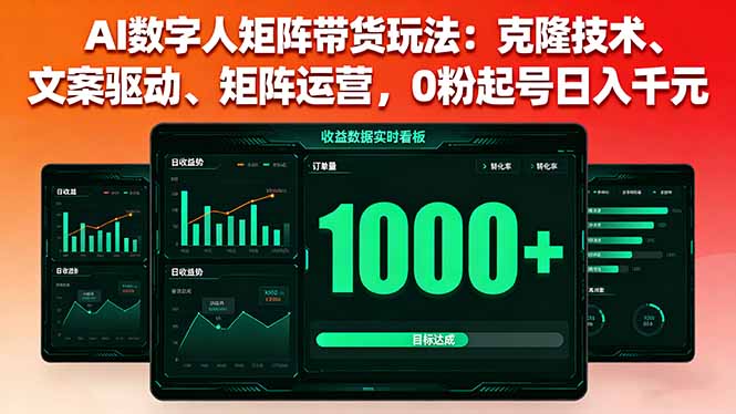 AI数字人矩阵带货玩法：克隆技术、文案驱动、矩阵运营，0粉起号日入千元-路子网