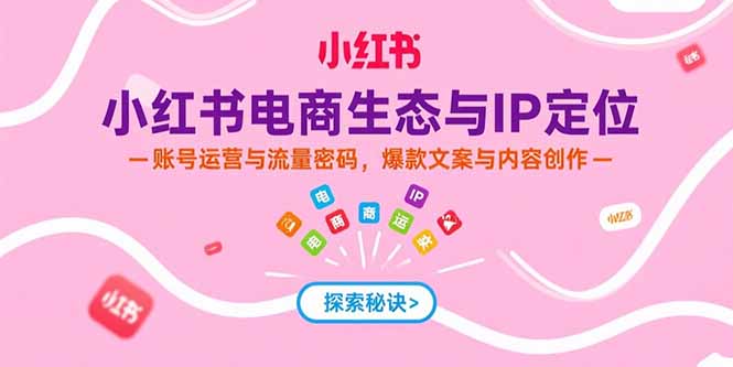 小红书电商生态与IP定位，账号运营与流量密码，爆款文案与内容创作-路子网