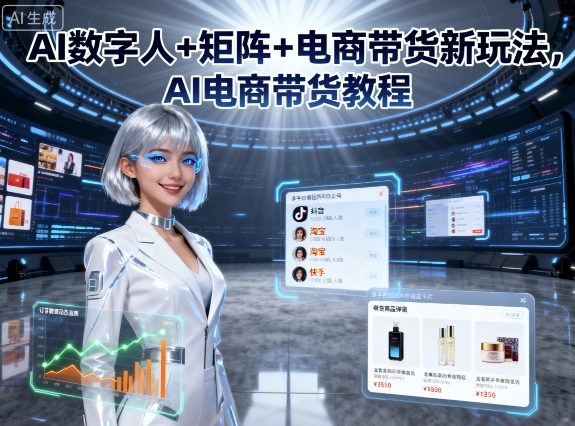 AI数字人+矩阵+电商带货新玩法，AI电商带货教程-路子网