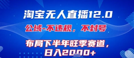 淘宝无人直播12.0，不封号，不违规，布局下半年旺季赛道，日入1k+(独家技术)【揭秘】-路子网