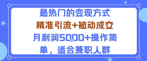 小众赛道玩法：当下最热门的变现方式，精准引流+被动成交月利润5k+操作简单，适合兼职人群-路子网