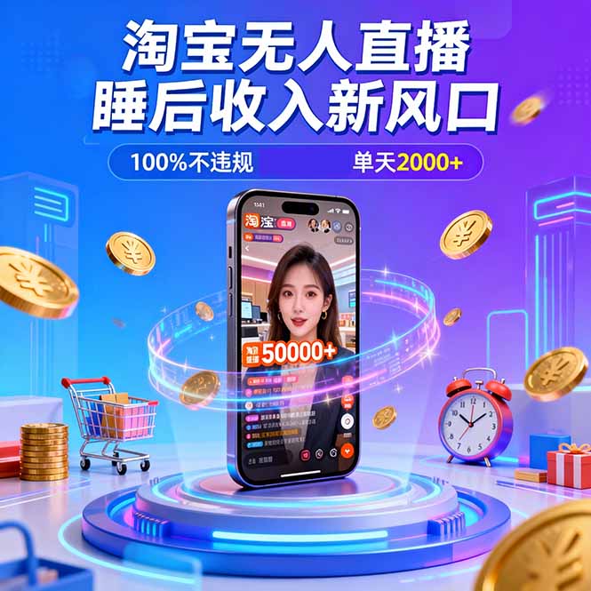 淘宝无人直播,不违规不封号,直播100小时卖了5万,年底旺季!-路子网