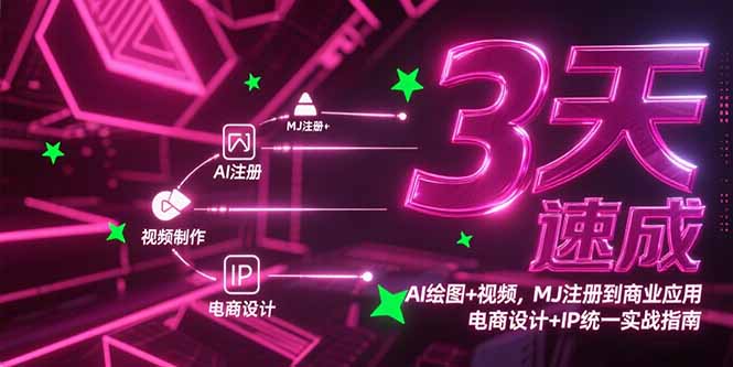 3天速成AI绘图+视频，MJ注册到商业应用，电商设计+IP统一实战指南-路子网