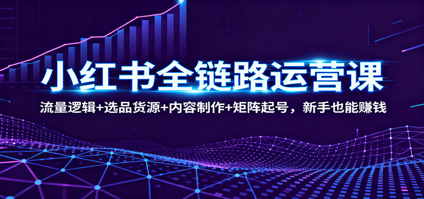 小红书全链路运营课：流量逻辑+选品货源+内容制作+矩阵起号，新手也能赚钱-路子网