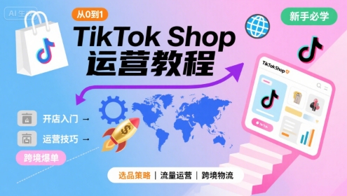 TikTok Shop从0到1运营教程，TikTok跨境电商新手必学课程-路子网