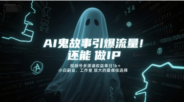 AI鬼故事引爆流量，还能做IP，视频号多渠道收益单日1k+，小白副业、工作室放大的最佳选择-路子网