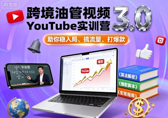 跨境油管视频YouTube实训营3.0，助你稳入局、搞流量、打爆款-路子网