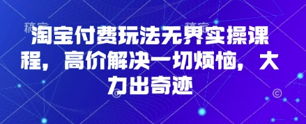 淘宝付费玩法无界实操课程，高价解决一切烦恼，大力出奇迹-路子网