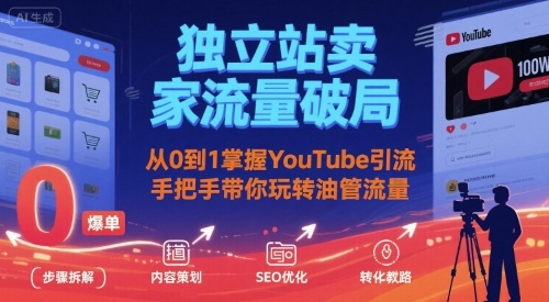 独立站卖家流量破局：从0到1掌握YouTube引流，手把手带你玩转油管流量-路子网