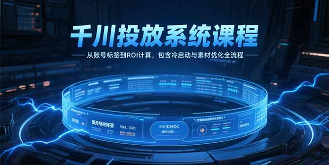 千川投放系统课程，从账号标签到ROI计算，包含冷启动与素材优化全流程-路子网