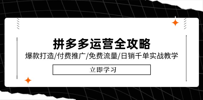 拼多多运营全攻略，爆款打造/付费推广/免费流量/日销千单实战教学/6月更新-路子网