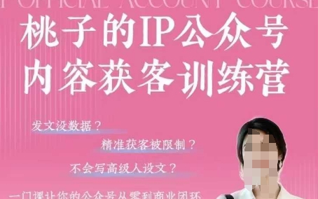 桃子IP公众号内容获客训练营(第3期)，一门让你公众号从0到商业闭环的课程-路子网