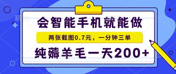 2025年零撸手机项目，二十秒一单，纯薅羊毛，一天200+做就有【揭秘】-路子网