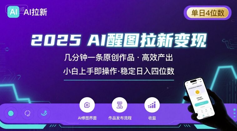 2025最强AI醒图拉新，几分钟一条原创作品，单日收入4位数，小白也能上手操作-路子网