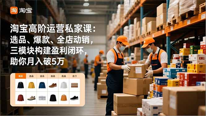 淘宝高阶运营私家课：选品、爆款、全店动销，三模块构建盈利闭环，助你月入破5万(更新12月-路子网