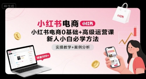 小红书电商0基础+高级运营课，新人小白必学方法，实操教学+案例分析-路子网