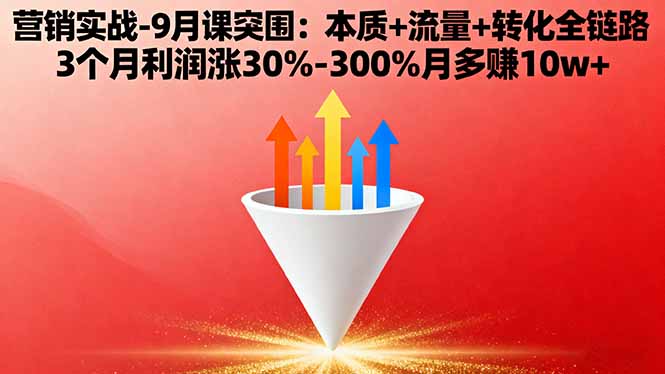营销实战-9月突围课:本质+流量+转化全链路 3个月利润涨30%-300%月多赚10w+-路子网