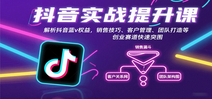 抖音实战提升课：解析抖音蓝v权益，销售技巧、客户管理、团队打造等创业赛道快速突围-路子网