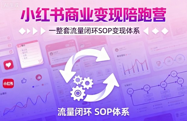 小红书商业变现陪跑营，轻IP矩阵 私域获客 聚光投流，一整套流量闭环SOP变现体系-路子网