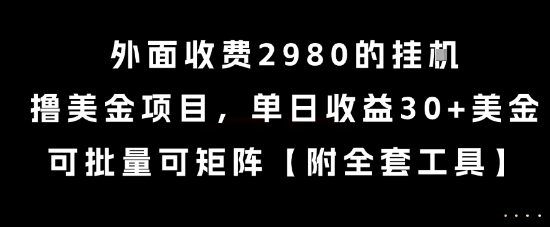 外面收费2980的挂G撸美金项目，单日收益30+美金，可批量可矩阵【揭秘】-路子网