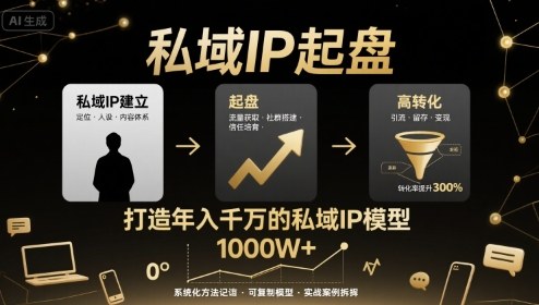 私域IP起盘，私域ip建立、起盘、高转化，打造年入千万的私域ip模型-路子网