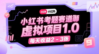 小红书考题赛道虚拟项目1.0，项目操作简单，每天收益2-3张-路子网