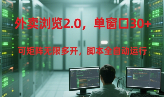 外卖浏览2.0，单窗口30+可矩阵无限多开，脚本全自动运行【揭秘】-路子网