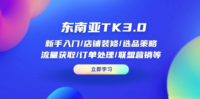 东南亚TK3.0：新手入门/店铺装修/选品策略/流量获取/订单处理/联盟营销等-路子网