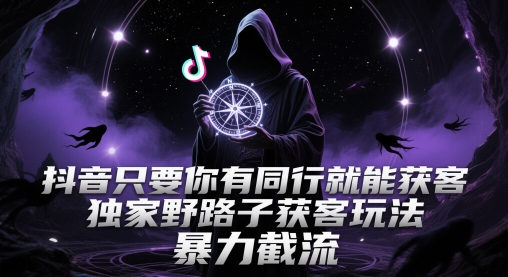 抖音只要你有同行就能获客，独家野路子获客玩法，暴力截流【揭秘】-路子网