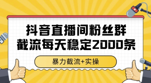 抖音直播间粉丝群暴力截流，一台电脑每天稳定2000条数据，暴力截流+实操 【揭秘】-路子网