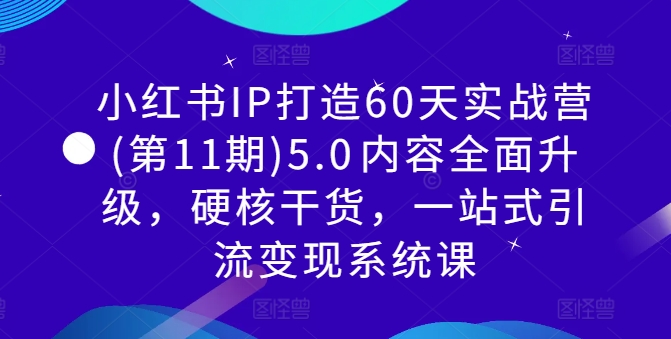 小红书IP打造60天实战营(第11期)5.0​内容全面升级，硬核干货，一站式引流变现系统课-路子网