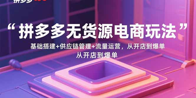 拼多多无货源电商玩法：基础搭建+供应链管理+流量运营，从开店到爆单-路子网