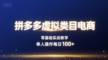 拼多多虚拟类目电商，零基础实战教学，单人操作每日100+-路子网