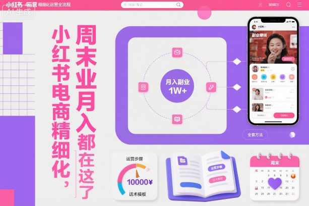 小红书电商精细化运营全流程，周末副业月入1W+，全套方法都在这了-路子网