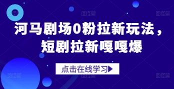 河马剧场0粉拉新玩法，短剧拉新嘎嘎爆-路子网