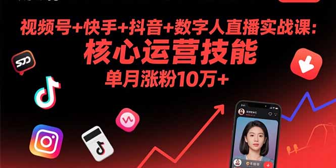 视频号+快手+抖音+数字人直播实战课(9月-路子网