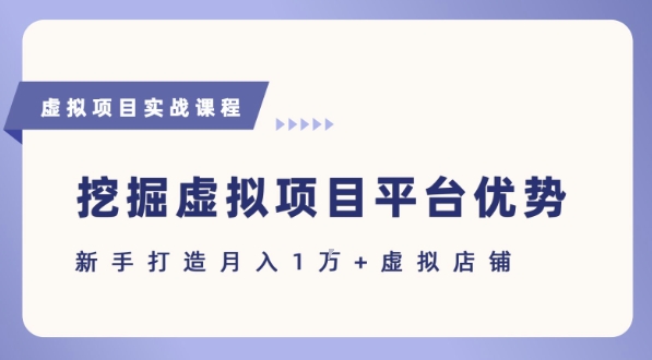 抓住虚拟项目各平台优势，新手轻松月入1W+(给出具体建议)-路子网