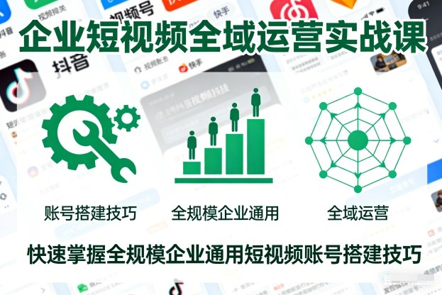企业短视频全域运营实战课，快速掌握全规模企业通用短视频账号搭建技巧-路子网
