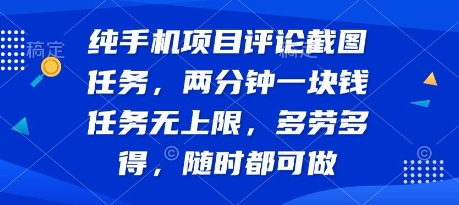 纯手机项目评论截图任务，两分钟一块钱 任务无上限多劳多得，随时随地都能做【揭秘】-路子网