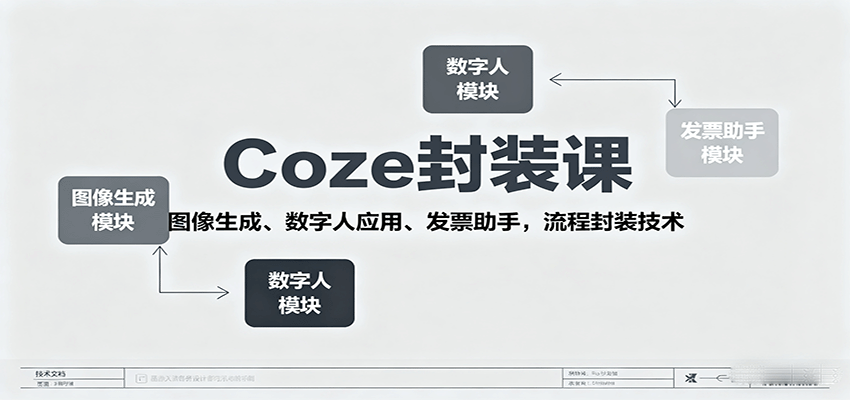Coze封装课，图像生成、数字人应用、发票助手，流程封装技术-路子网