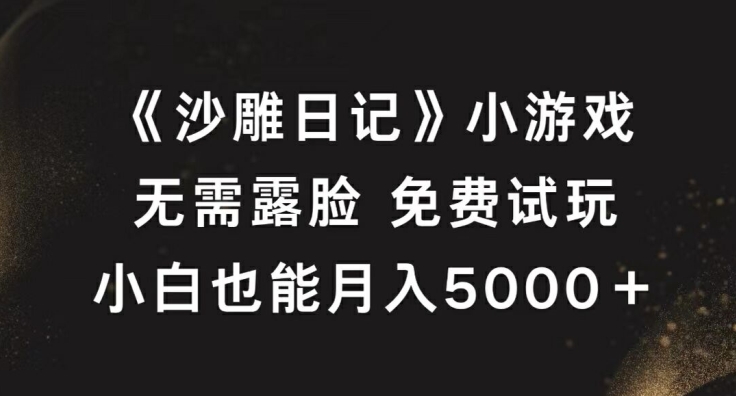 《沙雕日记》小游戏，无需露脸免费试玩，小白也能月入5000+【揭秘】-路子网