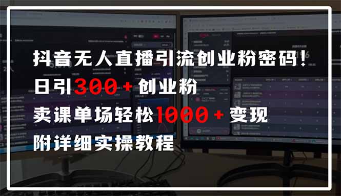 抖音无人直播引流密码！日引300+创业粉 单场轻松1000+变现 附详细实操教程-路子网